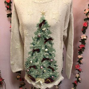 Vintage 80s Pastel Christmas Sweater Size M